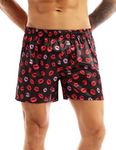 CHICTRY Men's Lip Print Satin Silk Underwear Sissy Boxer Shorts Trunk Underpants (Medium, Black)