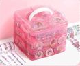 SAMVARDHAN Washi Tape Set - 100 Pcs Designer Decorative Gift Packing Tape Masking Tapes with 20 Pcs Kawaii Stickers, Tweezer, Pen and Spatula in 3 Layer Box, Tapes for Art & Craft(Pink Color Box)