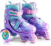 SULIFEEL Adjustable Toddler Roller Skates for Girls Boys Kids,Fun Illuminating Light Up Flash Wheels Three-Point Type Balance Suitable for Beginners Indoor and Outdoor Roller Skating