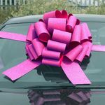 Hampabox MEGA GIANT CAR BOW (40cm diameter) + 6 METRES of RIBBON for Cars, Bikes, Big Birthday GLITTER PINK/PURPLE