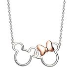 Disney Minnie And Mickey Silver & Rose gold Plated Necklace NF00287TL-18