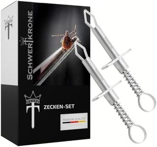 Schwertkrone Lot de 2 pinces à tiques avec étrier de maintien en métal - Tire-tiques avec ressort - Pour homme, chat et chien - En acier inoxydable hygiénique