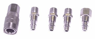 Canadian Tool and Supply (5-Piece) Chrome Plated Steel Air Tool Plugs and Hose Quick Connects/M-Style/Coupler Sets 1/4-Inch NPT Thread (5PCQC14NPT)