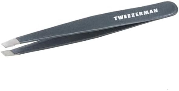 Tweezerman Stainless Steel Slant Tweezer - Eyebrow Tweezers for Women and Men (Blue Stone)