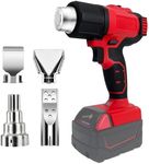 Cordless Heat Gun for Milwaukee 18V Battery, Hot Air Gun Dual Temperature Settings 572°F and 1022℉ with 4 Nozzles for Crafts, Shrinking PVC, Stripping Paint, Loosen Bolts and More (Bare Tool)