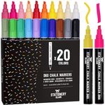 STATIONERY ISLAND Chalk Pens for Blackboards, 6mm Reversible Nib, Pack of 20 Chalk Markers, Chalkboard Pens for Window and Glass, Wipeable Liquid Chalk Pens Washable