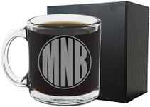 Personalized Etched Monogram 12oz Glass Coffee Mug, Circle Monogram, Customized gifts for Her Him, Unique coffee mugs, Custom coffee mug Monogrammed Cup Initial