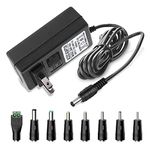 18V 2A AC DC Power Supply Adapter Cord Fit for LED Strip Lights and Household Electronics Replacement Power Cable, 18 Volt 2000mA Max, Replacement Universal Charger Cable with 8 DC Converter Plugs