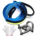 MAIKEHIGH Tow Rope 5mx5cm, Heavy Duty Recovery Towing Strap 8 Ton (17,600 lbs) with 2 Anti-Proof Gloves, 2 Shackles, Refective Strip for Car, Truck, Off-Road