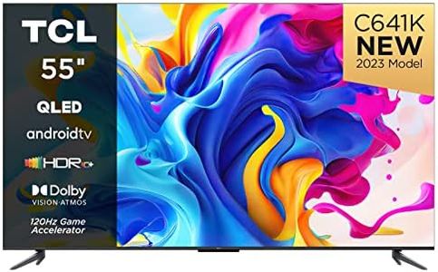 TCL 55C641K 55-inch QLED Television, 4K Ultra HD, Android Smart TV (Game master, Dolby Atmos, Freeview Play, Motion clarity, Hands-Free Voice Control, compatible with Google assistant & Alexa)