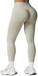 SENBAN Womens Seamless Workout Leggings: High Waisted Tummy Control Pants - Scrunch Butt Gym Athletic Booty Leggings Light Gray XS