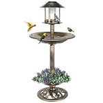 41.7-Inch Bird Bath, Outdoor Birdbath Bird Feeder with Solar Lights & Planter Base for Garden Decor - Yardlab