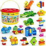 Large Building Blocks, 135 Pieces Kids Toddler Educational Toy Classic Big Size Bricks Building Blocks, 20 Fun Shapes with Reusable Storage Bucket, Compatible Block Construction Toys, STEM Gift Toys