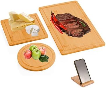 CARLA HOME Bamboo Chopping Board, 3 Pieces Bamboo Cutting Board Set with Juice Groove for Kitchen, Meat Prep Cheese Vegetables and Fruits
