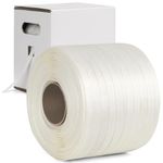 Heavy Duty Woven Cord Strapping Flat Rope - 1000ft x ½’’ Standard Woven Strapping Roll - Banding Strapping Kit & Pallet Strapping Kit - Includes Virgin Polyester Strapping Roll & Self-Dispensing Box