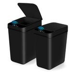 2 Pack Automatic Touchless Garbage Bin, 12L & 12L Automatic Bathroom Trash Can, Smart Motion Sensor Trash Bin Waterproof Small Slim Garbage Can for Office Living Room Toilet Kitchen (Black)