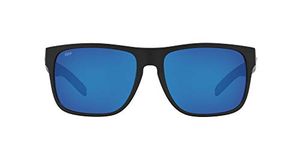 Costa Del Mar Men's Spearo XL Fishing and Watersports Square Sunglasses, Matte Black/Blue Mirrored Polarized 580p, 59 mm