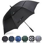 G4Free Golf Umbrella 69 Inch Large Oversize Double Canopy Vented Automatic Open Stick Umbrellas for Men and Women(Black)