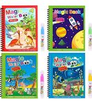 Qureza Magic Water Doodle with Magic Pen Painting Board for Children Education Drawing Pad Drawing Reusable Water-Reveal Activity Pad-Random Design Dry Book Water Coloring Book Multi color (Pack Of 4)