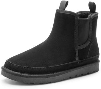 Bruno Marc Men's Winter Snow Boots FuzzyGo Rugged Suede Leather Cold Weather Warm Chelsea Outdoor Boots,Size 13,Black,SBSB2403M