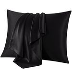 100% Mulberry Silk Pillowcase Pure,21 Momme Both Side Real Silk Pillowcases Hidden Zippered Slip Silk Pillowcase Hypoallergenic Soft Breathable for Hair, Skin and Good Sleep（Black, Standard：20"x26"）