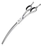 PURPLEBIRD 7 Inch Curved Dog Grooming Scissors Professional Dog Thinning Scissors with 18 Teeth Japanese Stainless Steel Dog Scissors Pet Safety Shearing for Dogs Cats Face Paws