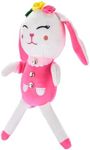 Dazmers Baby Plush Bunny Toy - 12x8x2-Inch Soft Bunny Rabbit Stuffed Animal - Cuddly Easter Bunny Plush Toy for Girls - Bunny Baby Doll Ideal Gift for Birthdays, Easter, or Baby Showers - Pink