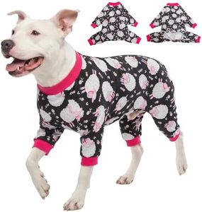 LovinPet Doberman Pajamas, Anxiety Calming Dog Jumpsuit, Lightweight Onesie, Black Sheep Print, Large Dog Pjs, Long Sleeve Pullover for Dogs/Medium