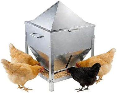 Automatic Chicken Feeder, 80lb Large Capacity Chicken Feeder, No Waste Gravity Poultry Feeder with Legs and Rain Proof Lid, Metal Outdoor Poultry Feeders for Hens, Ducks, Roosters, Free-Range Coops