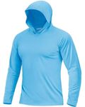 Boladeci Swim Shirts for Men Hoodie UPF 50+ Sun Protection Clothing Quick Dry Long Sleeve Water UV SPF Rash Guard Hiking Tops Tee T-Shirts Blue S