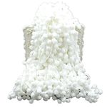 60ft Pom Poms Fringe Ball Trim Sewing Ribbon Embroidered Lace Tassel Applique for Clothing Accessories Pillow Bedding Quilting Crafts Supplies (White)