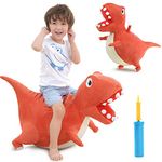 iPlay, iLearn Bouncy Pals Kids Dinosaur Hopper Ball, Inflatable Bouncing Animal Hopping Toys, Large Plush Ride on T-REX Bouncer, Outdoor Indoor Birthday Gift for 3 4 5 6 Year Old Boys Girls Toddlers