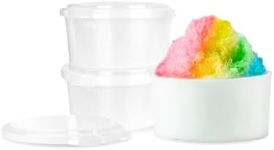 Hawaiian Shaved Ice 3 Pack Ice Block Molds with Lids, Food-Grade BPA-Free Plastic Round Block Ice Molds (4” Diameter, 1.9” Height) Stackable Containers with Lids