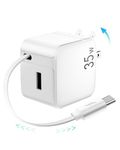 Retractable Wall Charger,35W PD Fast USB Charger Adapter with Retractable Type-C Cable for iPhone 16/15,Air-Pods 4/3,iPad,Galaxy,Pixel,Tablet,Compact Portable Charger Block for Multiple Devices