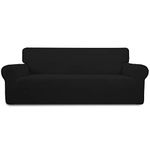 Easy-Going Stretch Sofa Slipcover Couch Sofa Cover Furniture Protector Soft with Elastic Bottom for Pets Kids Children Dog Spandex Jacquard Fabric Small Checks (X Large, Black)