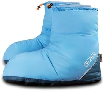 QEZER Down Booties for Men and Women Keep Warm Foot Warmers Camping Slippers Winter Camping Socks (L-Blue)