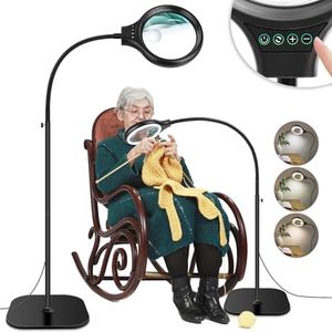 10X 30X Large Floor Magnifying Glass with Light and Stand,36 LED Flexible Gooseneck Floor Magnifying Lamp, Lighted Magnifiers for Reading,Sewing,Crafts,Painting,DIY,Close Work,Repair