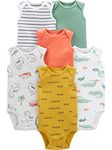 Simple Joys by Carter's Baby Boys' Short-Sleeve Bodysuit, Pack of 6, Trucks/Dinosaur/Alligator, 3-6 Months