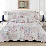 3 PCS Patchwork Bedspread Quilted Bed Throw Single Double King Size Bedding Set (Meadow, Single Bedspread set)