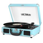 Victrola Vintage 3 Speed Bluetooth Suitcase Turntable with Speakers, Turquoise