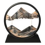 Muyan Moving Sand Art Picture Sandscapes in Motion Round Glass 3D Deep Sea Sand Art for Adult Kid Large Desktop Art Toys (Black, 12 Inch)