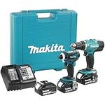 Makita DLX2141SX1 18-Volt LXT Lithium-Ion Cordless 1/2-Inch Drill Driver (DDF453Z) and 1/4" Impact Driver (DTD152Z) with 3 x 3.0Ah Batteries Combo Kit