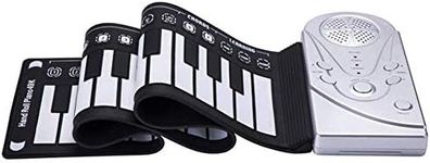 Yangers Electric Roll Up Keyboard Piano with Speaker, Portable Digital Electronic Foldable Music Toy with Rhythm Drum Chord Learning Keys for Children Kids Starter Beginners (Silver)