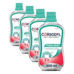 Corsodyl Daily Gum Care Mouthwash Alcohol Free Fresh Mint 500ml (Pack of 4)