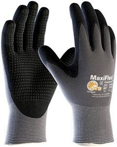 ATG 3 Pack MaxiFlex Endurance 34-844 Seamless Knit Nylon Work Glove with Nitrile Coated Grip on Palm & Fingers, Sizes Small to X-Large (Large), Black and gray (34-844 - LARGE - 3/PACK)