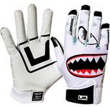 Loudmouth Football Gloves - Adult & Youth Sizes | Ultra Grip Silicone Palm | Form Fitting Spandex Fabric | Adjustable Neoprene Wristband | Adult & Youth Football Gloves (White, Youth Medium)