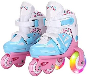 Sumeber Inline Skates Tri Line Adjustable Size Kids Roller Skates Outdoor/Indoor 4 Colors can choose (Blue/Pink, EU 27-30 UK 9.5-1.5 kids)