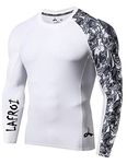 LAFROI Men's Long Sleeve UPF 50+ Baselayer Skins Performance Fit Compression Rash Guard-CLYYB Asym Skull Size MD