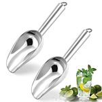 Herogo 3oz Mini ice Scoop Set of 2, Small Stainless Steel Scooper for Candy/Flour/Bean/Pet Food/ Ice Cube, Metal Utility Scoops for Kitchen Bar Party Wedding, Dishwasher Safe & Heavy Duty