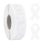 CRAFFANCY White Ribbon Sticker, 500 Pcs White Ribbon Awareness Stickers Lung Cancer Bone Cancer Awareness Ribbon for Event Gift Letter Bags